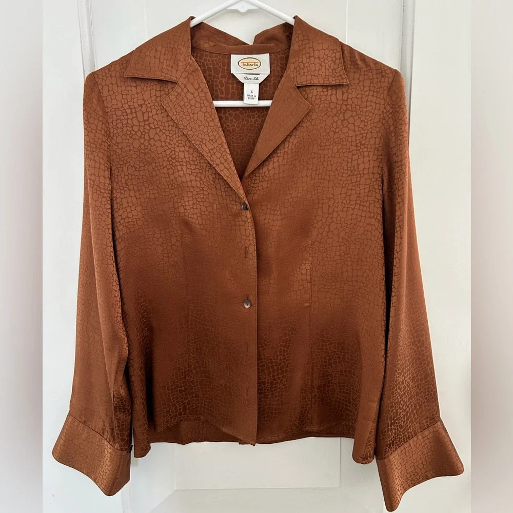 Vintage Talbots Silk Button Up Blouse Size 4 - Picture 1 of 4